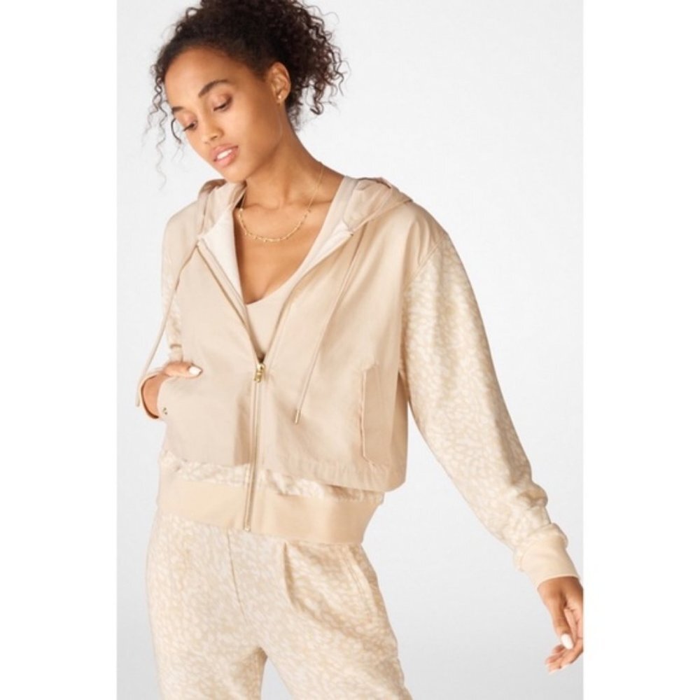 Fabletics Lisi Boxy Jacket in Chill/Cream Puff/Matte Gold